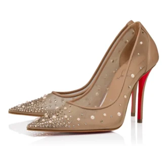 Miss Z Degrastrass Perla – 100 Mm Topuklu Ayakkabı – File, Nappa Deri, Strass ve İnciler – Blush – Kadın Miss Z Degrastrass Perla – 100 Mm Topuklu Ayakkabı – File, Nappa Deri, Strass ve İnciler – Blush – Kadın