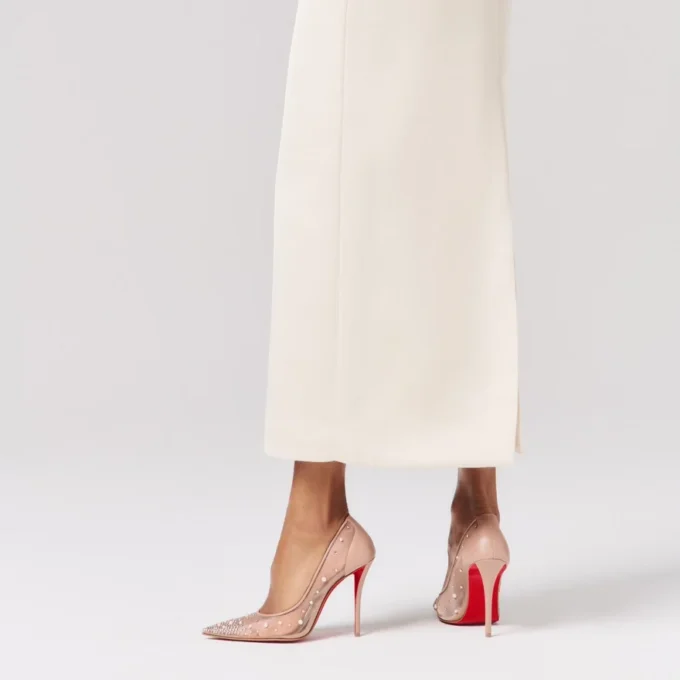 Miss Z Degrastrass Perla – 100 Mm Topuklu Ayakkabı – File, Nappa Deri, Strass ve İnciler – Blush – Kadın Miss Z Degrastrass Perla – 100 Mm Topuklu Ayakkabı – File, Nappa Deri, Strass ve İnciler – Blush – Kadın