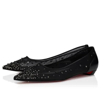 Miss Z Degrastrassina Perla – Babetler – File, Nappa Deri, Strass ve İnciler – Siyah – Kadın