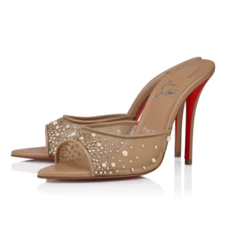 Miss Z Mule Degrasstrass Perla – 100 mm Mule – File, Nappa Deri ve İnciler – Blush – Kadın