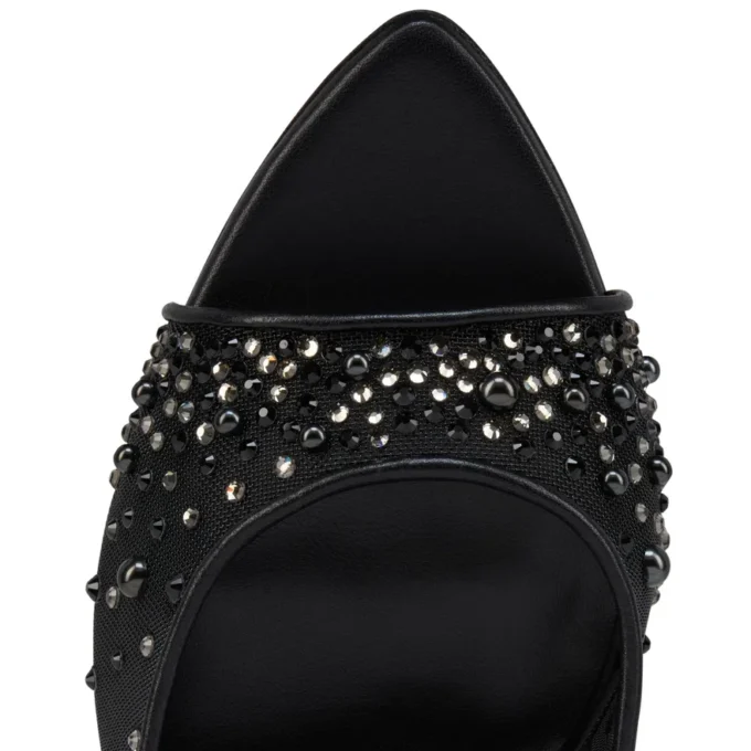 Miss Z Mule Degrasstrass Perla – 100 Mm Mules – File, Nappa Deri ve İnciler – Siyah – Kadın Miss Z Mule Degrasstrass Perla – 100 Mm Mules – File, Nappa Deri ve İnciler – Siyah – Kadın