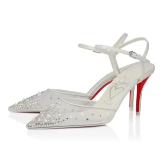 Miss Z Riviera Strass – 80 mm Bantlı Topuklu Ayakkabı – File, Nappa Deri ve İnciler – Bianco – Kadın Miss Z Riviera Strass – 80 mm Bantlı Topuklu Ayakkabı – File, Nappa Deri ve İnciler – Bianco – Kadın