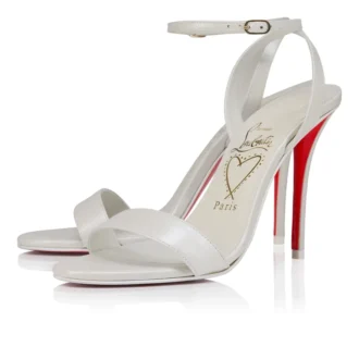 Miss Z Sandalet – 100 mm Bantlı Sandalet – İnci Nappa Deri – Bianco – Kadın
