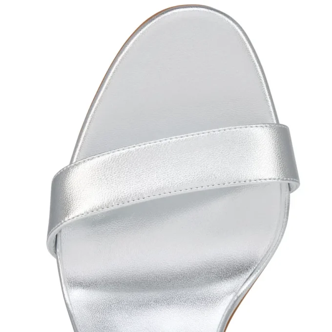 Miss Z Sandalet – 100 mm Bantlı Sandaletler – Kuzu Nappa Deri – Gümüş – Kadın Miss Z Sandalet – 100 mm Bantlı Sandaletler – Kuzu Nappa Deri – Gümüş – Kadın