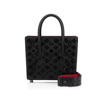Paloma Mini – Üst Saplı Çanta – Damarlı Dana Derisi ve Çiviler Loubinthesky – Siyah