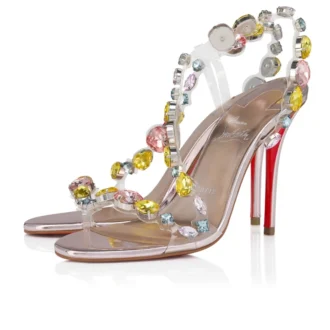 Rosa Z Jewel – 100 mm Topuklu Sandalet – TPU, Strass ve Lamine Dana Derisi – Leche – Kadın Rosa Z Jewel – 100 mm Topuklu Sandalet – TPU, Strass ve Lamine Dana Derisi – Leche – Kadın