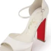 Sandaloo – 130 mm Bantlı Sandalet – Krep Saten – Fildişi – Kadın