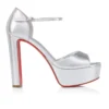 Sandaloo – 130 mm bantlı sandalet – Lamine napa deri – Gümüş – Kadın