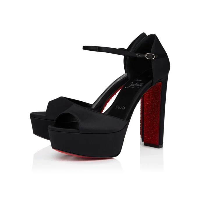 Sandaloo Red Carpet – 130 mm Bantlı Topuklu Ayakkabı – Krep Saten – Siyah – Kadın Sandaloo Red Carpet – 130 mm Bantlı Topuklu Ayakkabı – Krep Saten – Siyah – Kadın