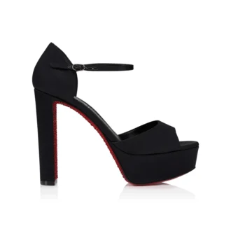Sandaloo Red Carpet – 130 mm Bantlı Topuklu Ayakkabı – Krep Saten – Siyah – Kadın Sandaloo Red Carpet – 130 mm Bantlı Topuklu Ayakkabı – Krep Saten – Siyah – Kadın