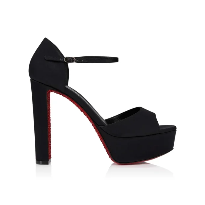 Sandaloo Red Carpet – 130 mm Bantlı Topuklu Ayakkabı – Krep Saten – Siyah – Kadın Sandaloo Red Carpet – 130 mm Bantlı Topuklu Ayakkabı – Krep Saten – Siyah – Kadın