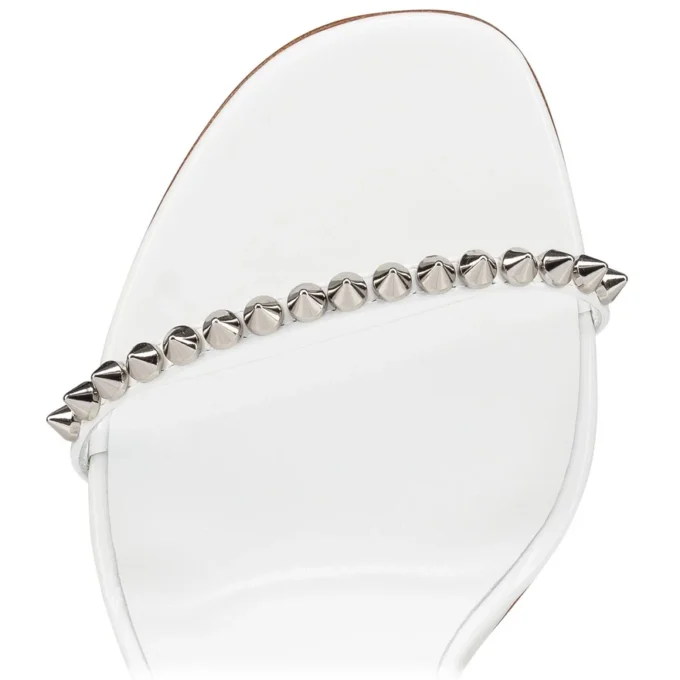 So Me – 100 mm Bantlı Sandalet – Sedefli Dana Derisi ve Çiviler – Bianco – Kadın So Me – 100 mm Bantlı Sandalet – Sedefli Dana Derisi ve Çiviler – Bianco – Kadın