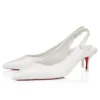 Sporty Kate Sling – 55 mm Slingback Topuklu Ayakkabı – Kuzu Nappa Deri – Bianco – Kadın
