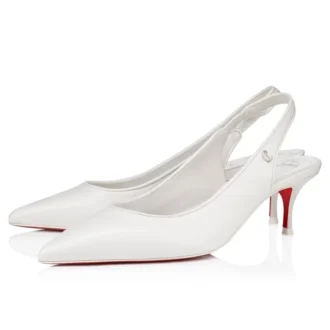 Sporty Kate Sling – 55 mm Slingback Topuklu Ayakkabı – Kuzu Nappa Deri – Bianco – Kadın