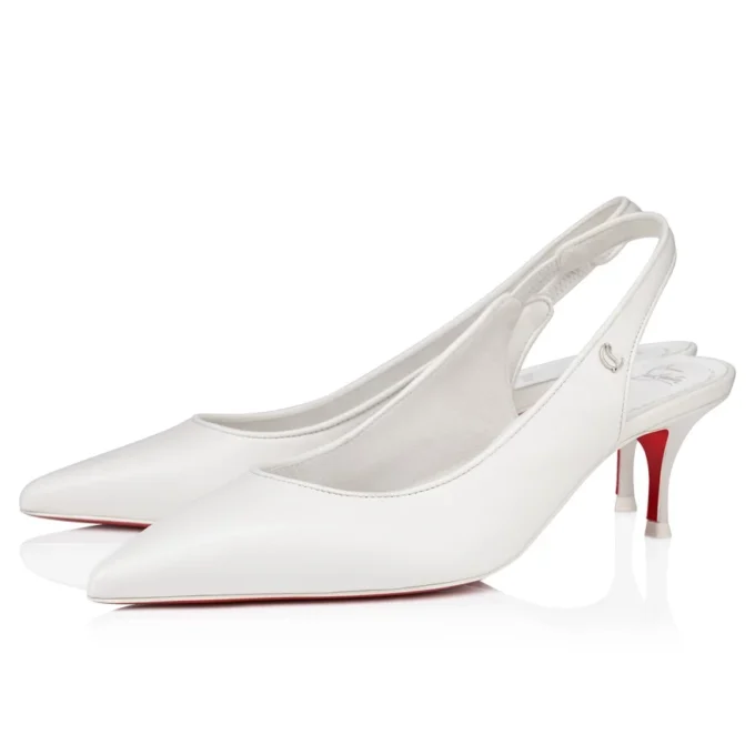 Sporty Kate Sling – 55 mm Slingback Topuklu Ayakkabı – Kuzu Nappa Deri – Bianco – Kadın