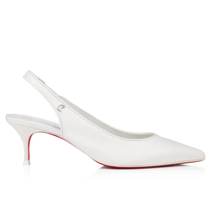 Sporty Kate Sling – 55 mm Slingback Topuklu Ayakkabı – Kuzu Nappa Deri – Bianco – Kadın